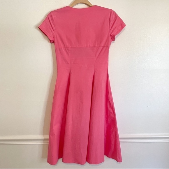 Staud Alice Pink Cotton Barbiecore Bow Midi Dress 0 - Picture 8 of 11